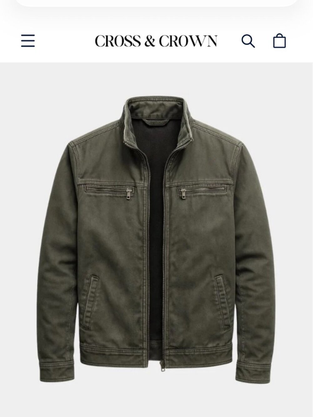 Cross & Crown Men's Olive Green Field Jacket